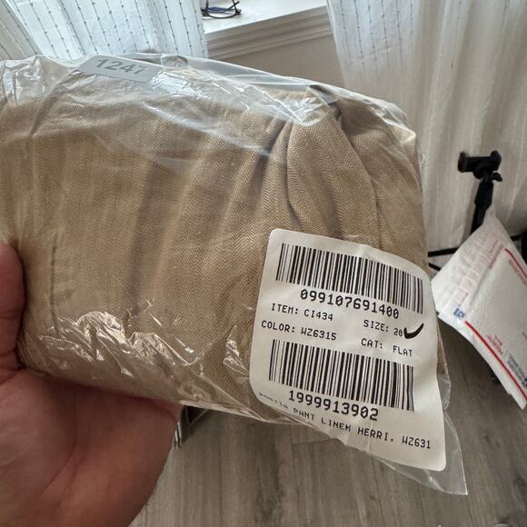 J.Crew Portia Pants WMNS Plus Size 20 Gold Honey Khaki Herringbone Linen Blend - Picture 8 of 8